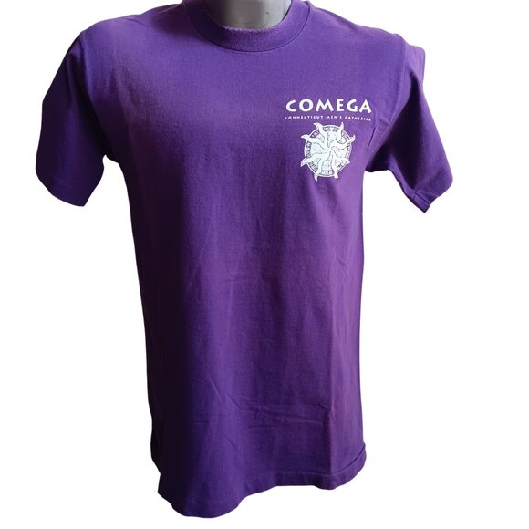 Vintage T-Shirt Medium Single Stitch COMEGA Connecticut Gathering Purple USA - Picture 3 of 6